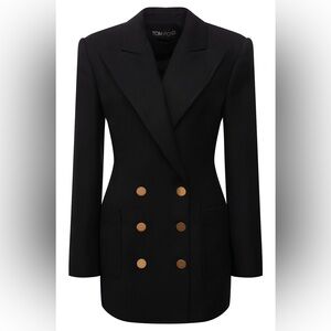 TOM FORD Double Breasted Woman’s Black Blazer Gold Buttons